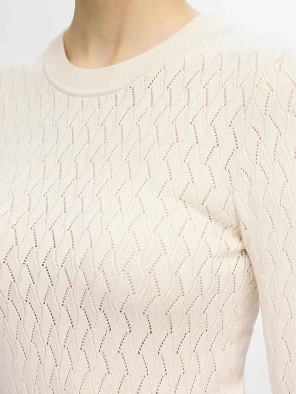 Strik>SELECTED LANGÆRMET STRIKKET TOP Beige