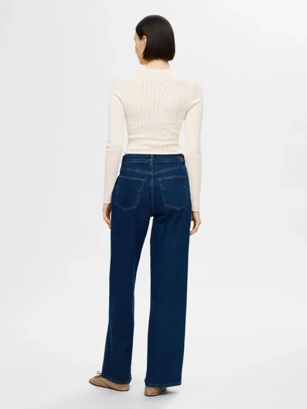 Strik>SELECTED LANGÆRMET STRIKKET TOP Beige