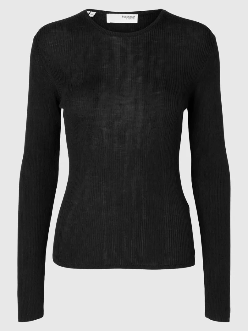 langrmet_strikket_top_5-3.webp Strik>SELECTED LANGÆRMET STRIKKET TOP Black
