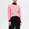 Strik>SELECTED LANGÆRMET STRIKTRØJE Pink
