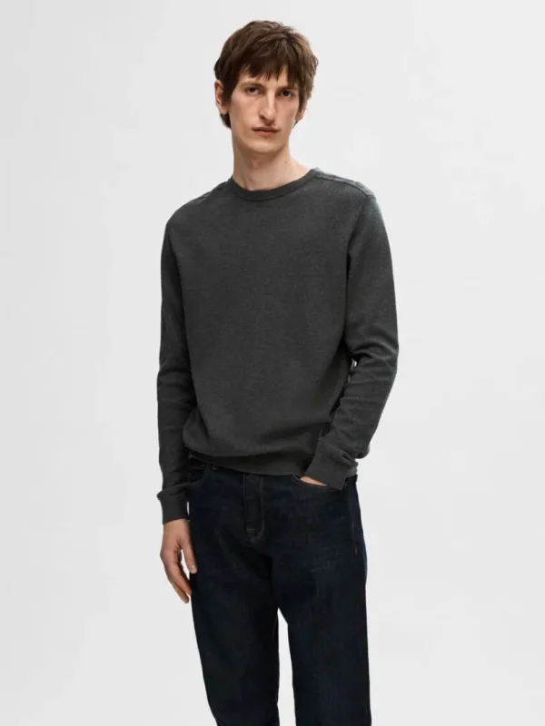Strik>SELECTED LANGÆRMET STRIKTRØJE Grey