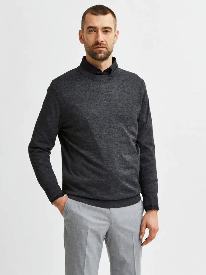 langrmet_striktrje_0-55.webp Strik>SELECTED LANGÆRMET STRIKTRØJE Grey