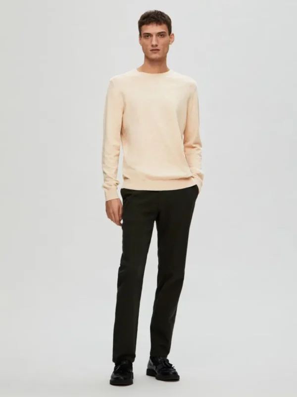 Strik>SELECTED LANGÆRMET STRIKTRØJE Beige