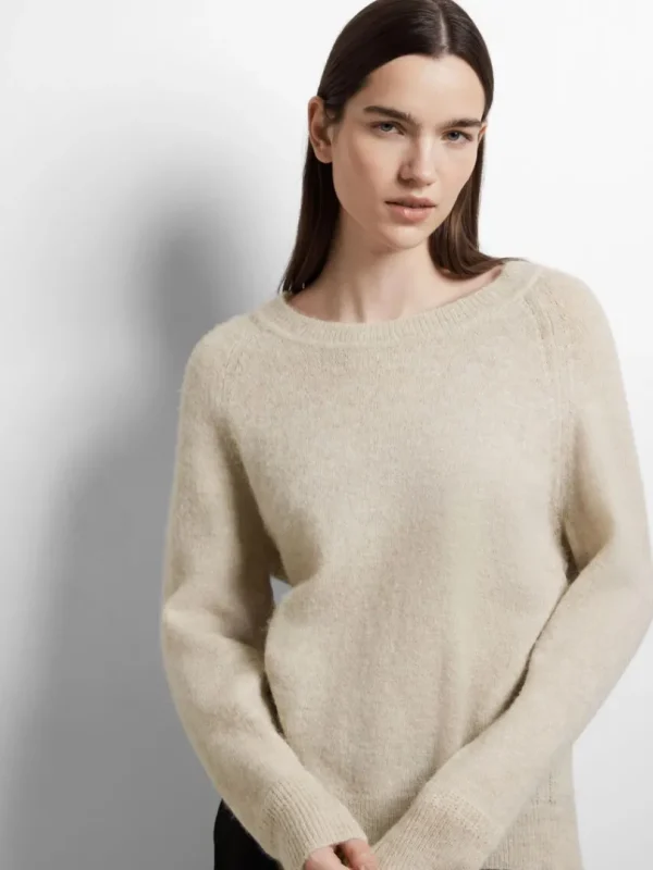 Strik>SELECTED LANGÆRMET STRIKTRØJE Beige