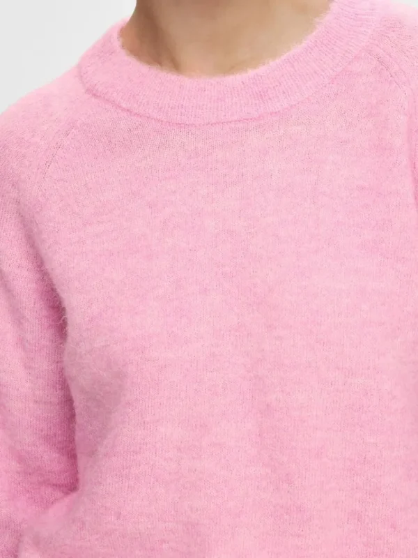 Strik>SELECTED LANGÆRMET STRIKTRØJE Pink