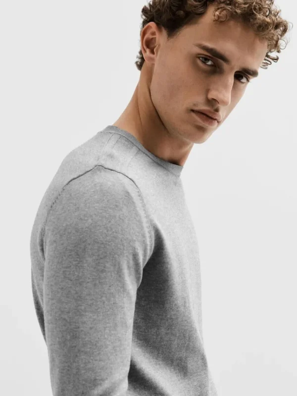 Strik>SELECTED LANGÆRMET STRIKTRØJE Grey
