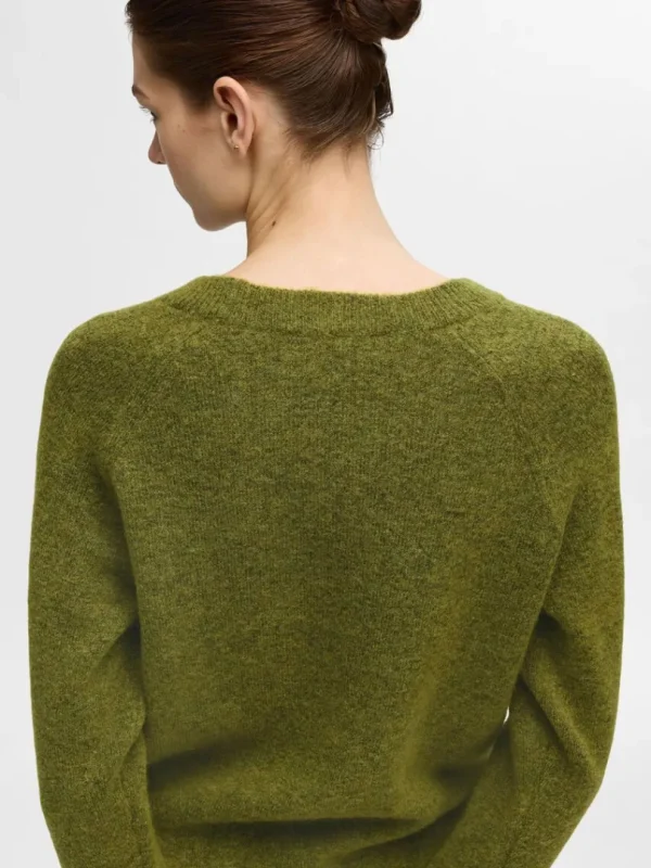 Strik>SELECTED LANGÆRMET STRIKTRØJE Green