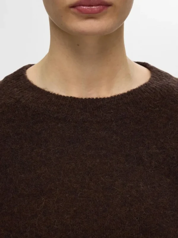 Strik>SELECTED LANGÆRMET STRIKTRØJE Brown