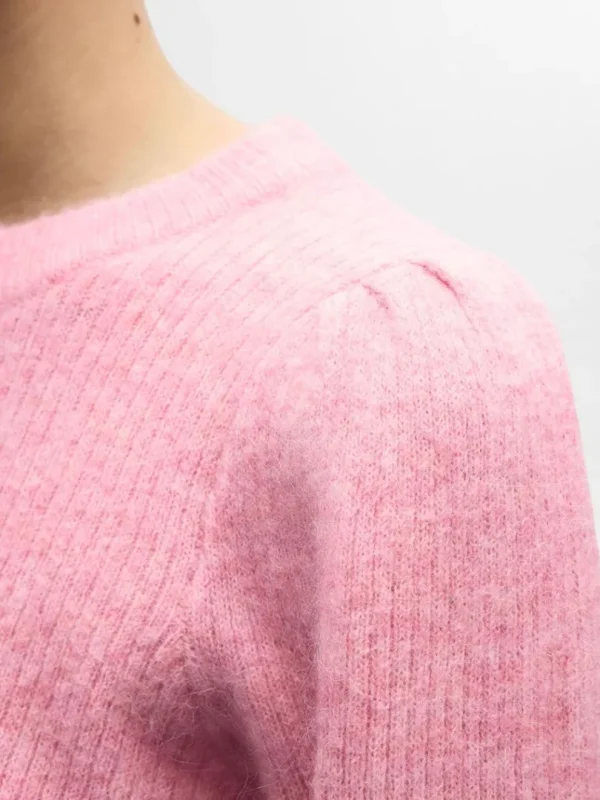 Strik>SELECTED LANGÆRMET STRIKTRØJE Pink