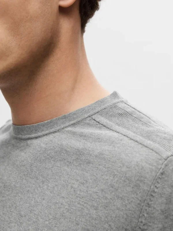 Strik>SELECTED LANGÆRMET STRIKTRØJE Grey
