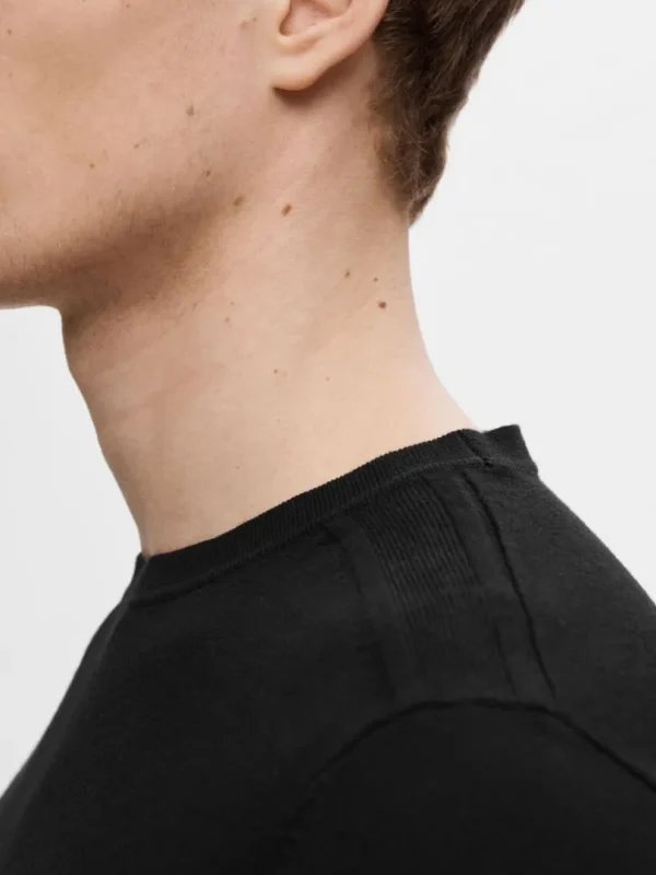 Strik>SELECTED LANGÆRMET STRIKTRØJE Black