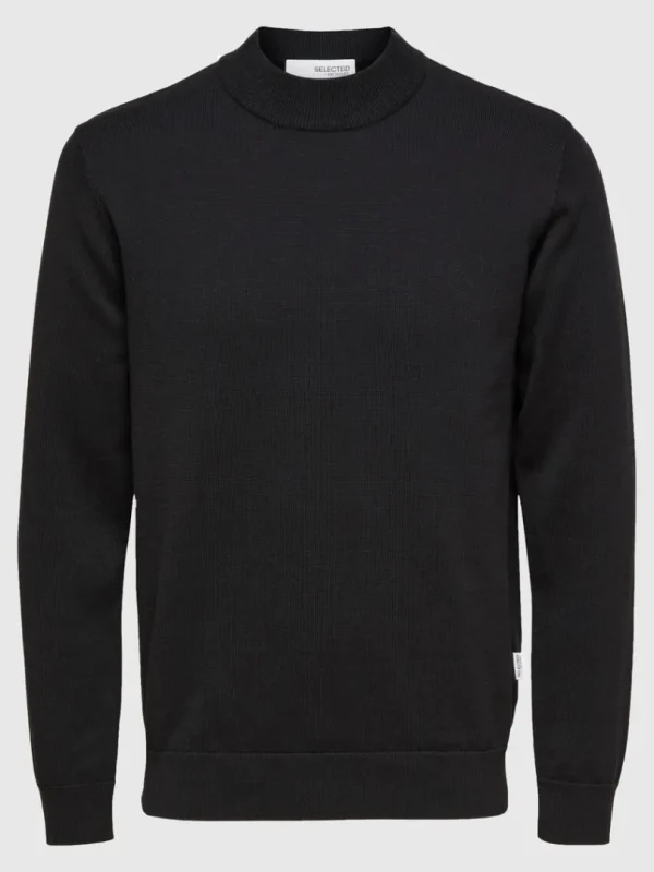 Strik>SELECTED LANGÆRMET STRIKTRØJE Black