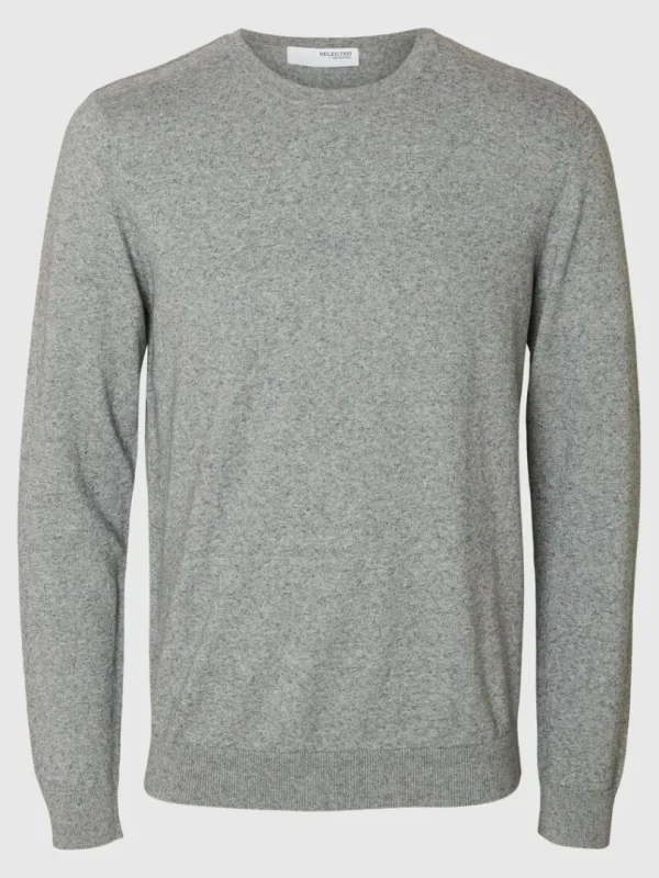 Strik>SELECTED LANGÆRMET STRIKTRØJE Grey