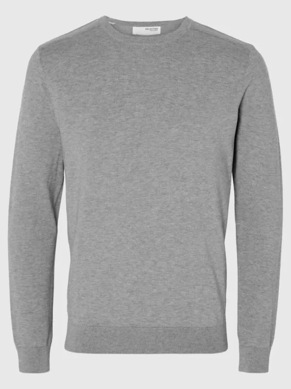 Strik>SELECTED LANGÆRMET STRIKTRØJE Grey