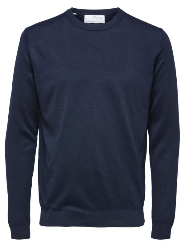 Strik>SELECTED LANGÆRMET STRIKTRØJE Blue
