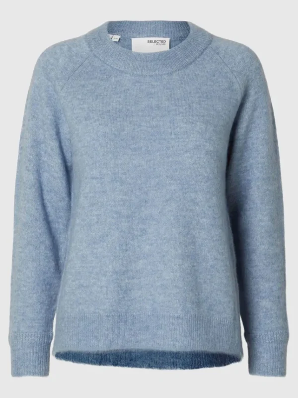 Strik>SELECTED LANGÆRMET STRIKTRØJE Blue