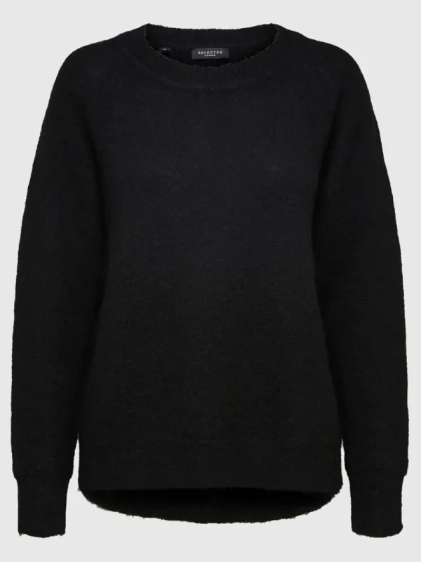 Strik>SELECTED LANGÆRMET STRIKTRØJE Black