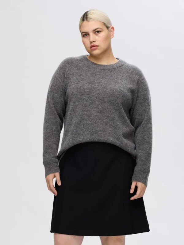 Strik>SELECTED LANGÆRMET STRIKTRØJE Grey