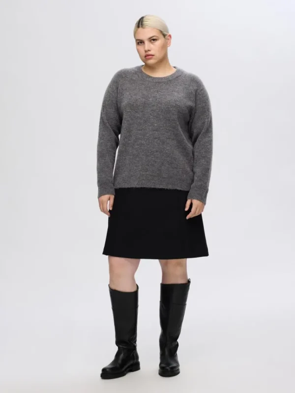 Strik>SELECTED LANGÆRMET STRIKTRØJE Grey