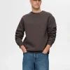 Hættetrøjer & Sweatshirts>SELECTED LANGÆRMET SWEATSHIRT Brown