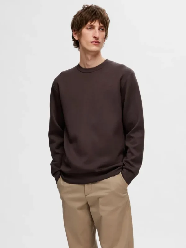 Hættetrøjer & Sweatshirts>SELECTED LANGÆRMET SWEATSHIRT Brown