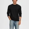Hættetrøjer & Sweatshirts>SELECTED LANGÆRMET SWEATSHIRT Black