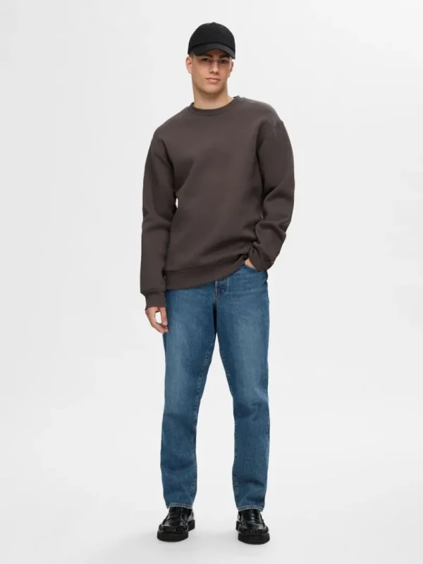Hættetrøjer & Sweatshirts>SELECTED LANGÆRMET SWEATSHIRT Brown