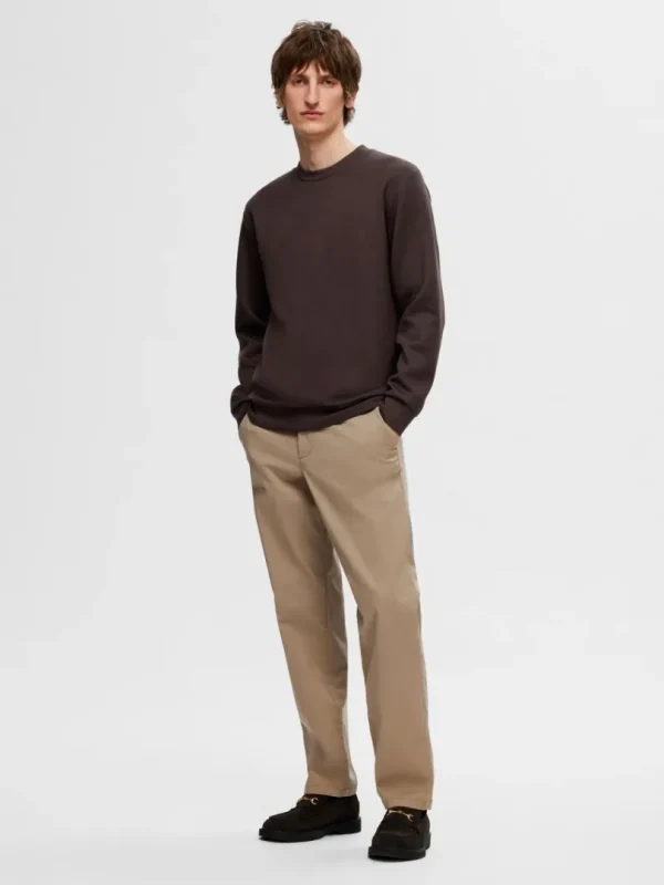 Hættetrøjer & Sweatshirts>SELECTED LANGÆRMET SWEATSHIRT Brown