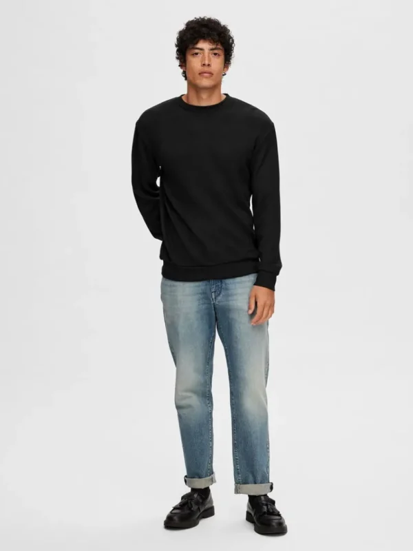 Hættetrøjer & Sweatshirts>SELECTED LANGÆRMET SWEATSHIRT Black