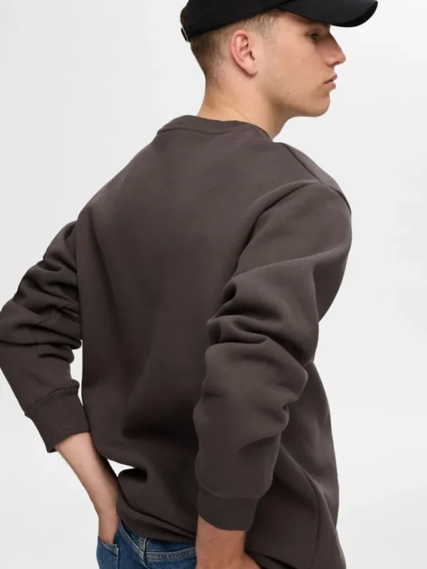 Hættetrøjer & Sweatshirts>SELECTED LANGÆRMET SWEATSHIRT Brown