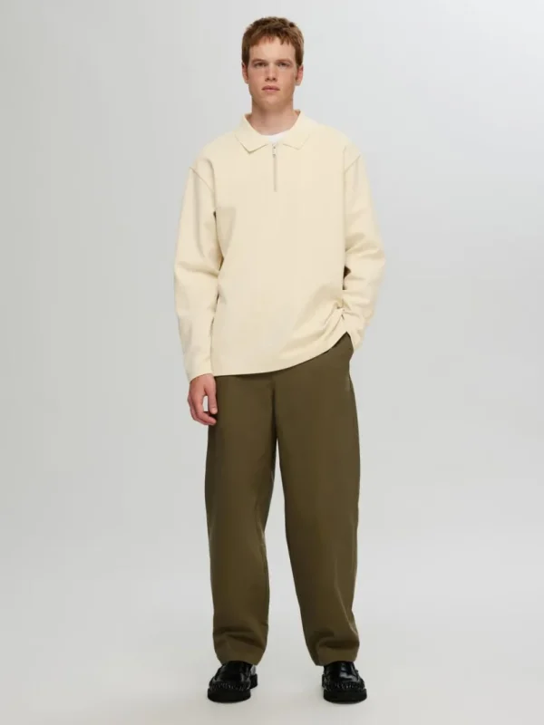 Poloer>SELECTED LANGÆRMET SWEATSHIRT MED LYNLÅS Beige