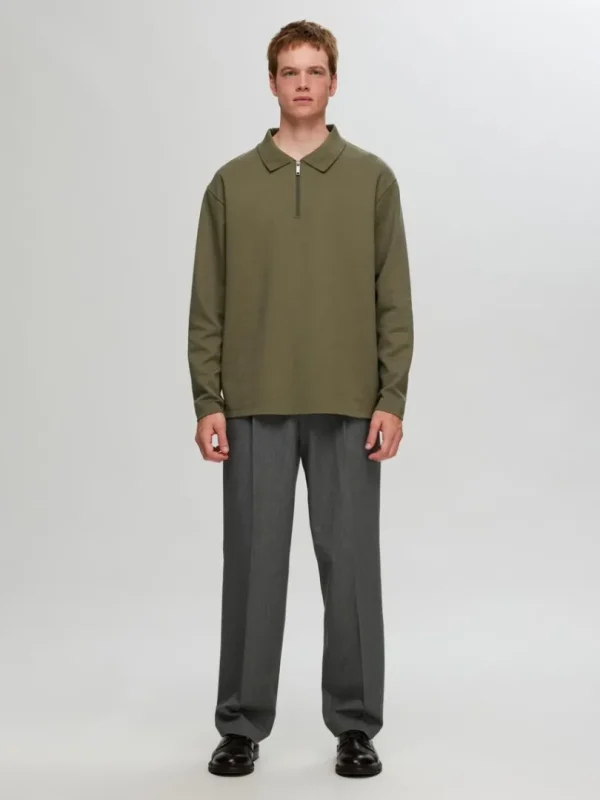 Poloer>SELECTED LANGÆRMET SWEATSHIRT MED LYNLÅS Green
