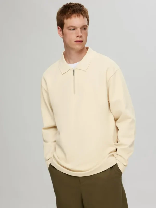 Poloer>SELECTED LANGÆRMET SWEATSHIRT MED LYNLÅS Beige