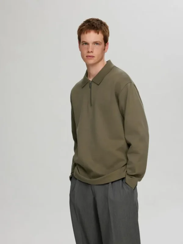 Poloer>SELECTED LANGÆRMET SWEATSHIRT MED LYNLÅS Green