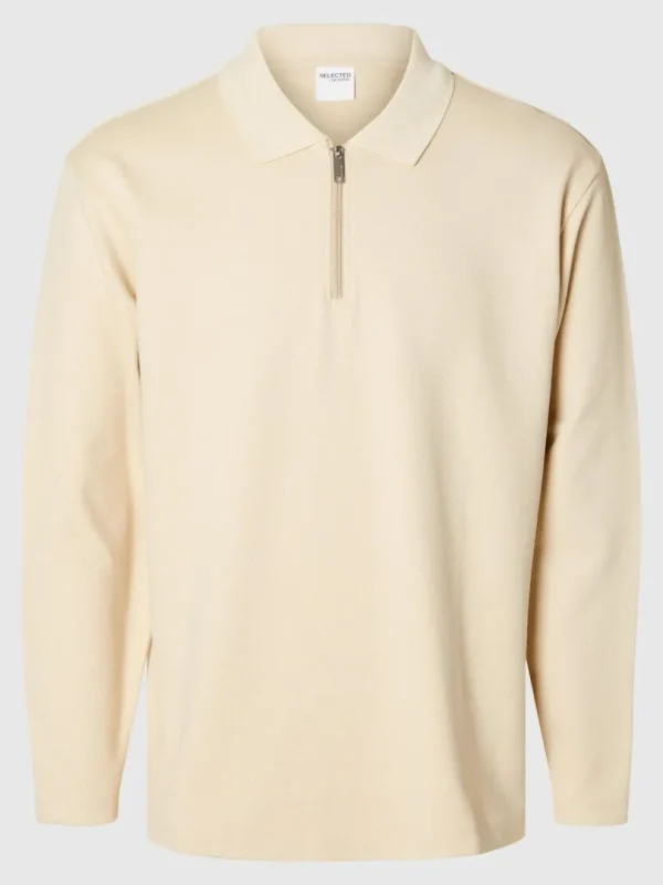 Poloer>SELECTED LANGÆRMET SWEATSHIRT MED LYNLÅS Beige