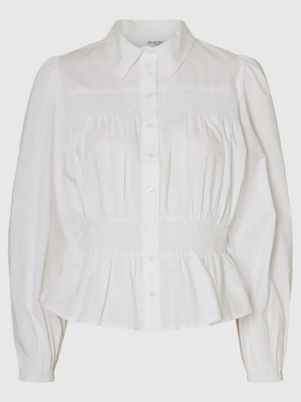 Skjorter>SELECTED LANGÆRMET TOP MED SMOCKSYNING White