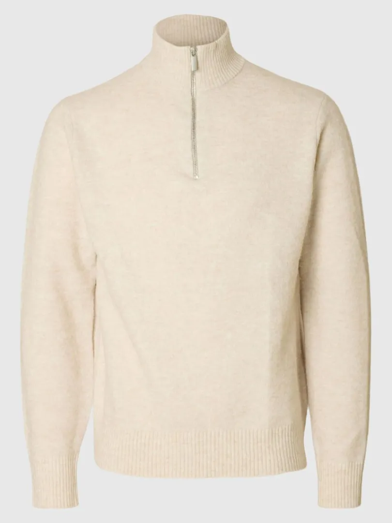 langrmet_trje_med_halv_ly_4-3.webp Strik>SELECTED LANGÆRMET TRØJE MED HALV LYNLÅS Beige
