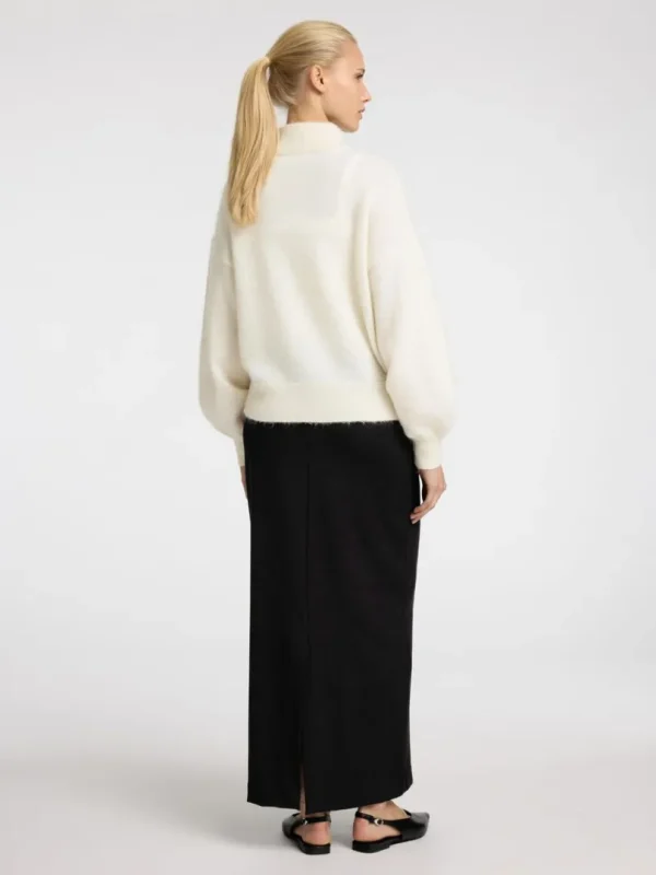 Strik>SELECTED LANGÆRMET TRØJE MED HALV LYNLÅS White