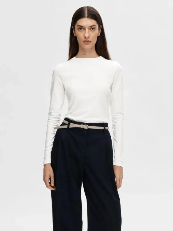 T-shirts>SELECTED LANGÆRMET T-SHIRT White