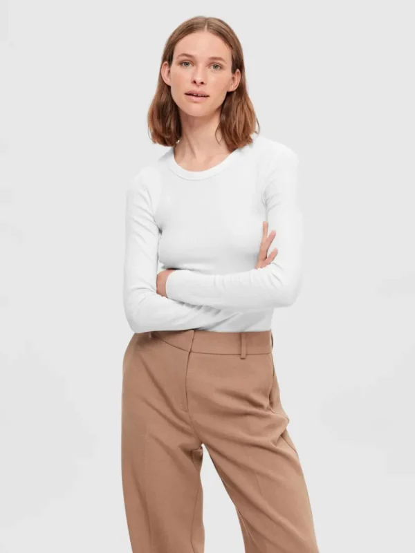 T-shirts>SELECTED LANGÆRMET T-SHIRT White