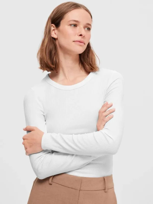 T-shirts>SELECTED LANGÆRMET T-SHIRT White