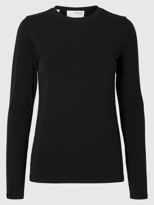 T-shirts>SELECTED LANGÆRMET T-SHIRT Black
