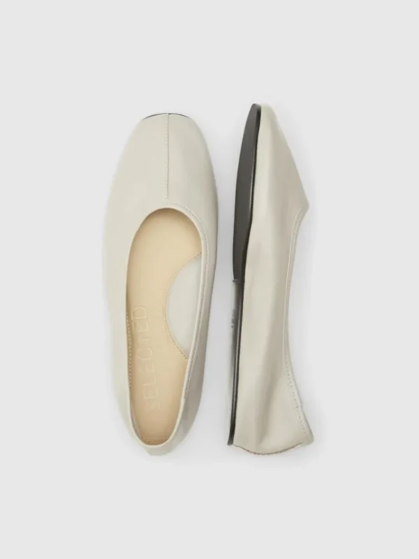 Sko>SELECTED LÆDER BALLERINAER Beige
