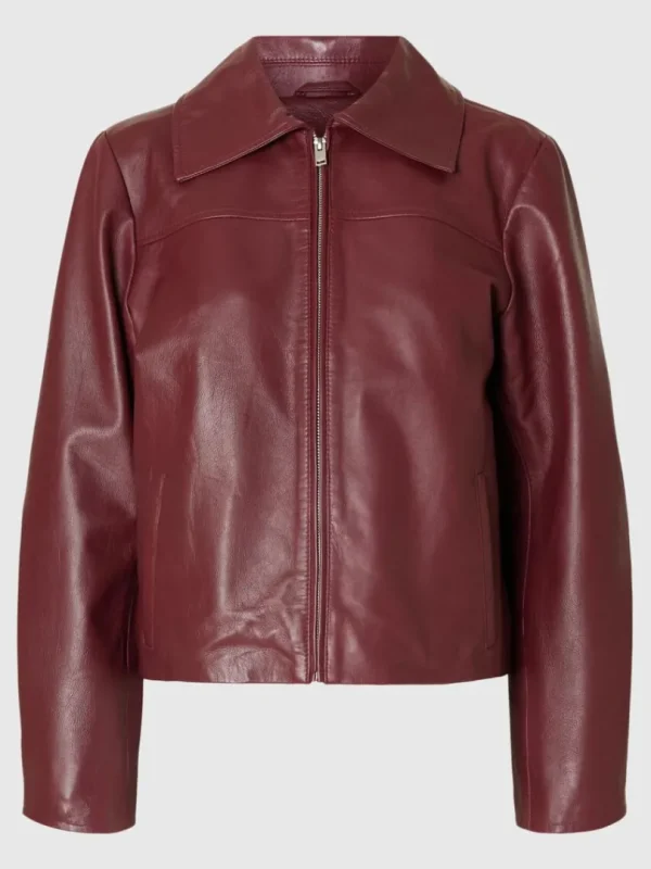 Overtøj>SELECTED LÆDER BIKERJAKKE Purple