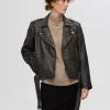 Overtøj>SELECTED 100 % LÆDER BIKERJAKKE Black