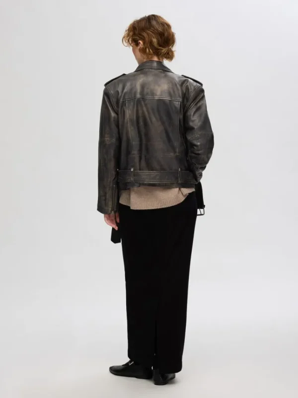 Overtøj>SELECTED 100 % LÆDER BIKERJAKKE Black