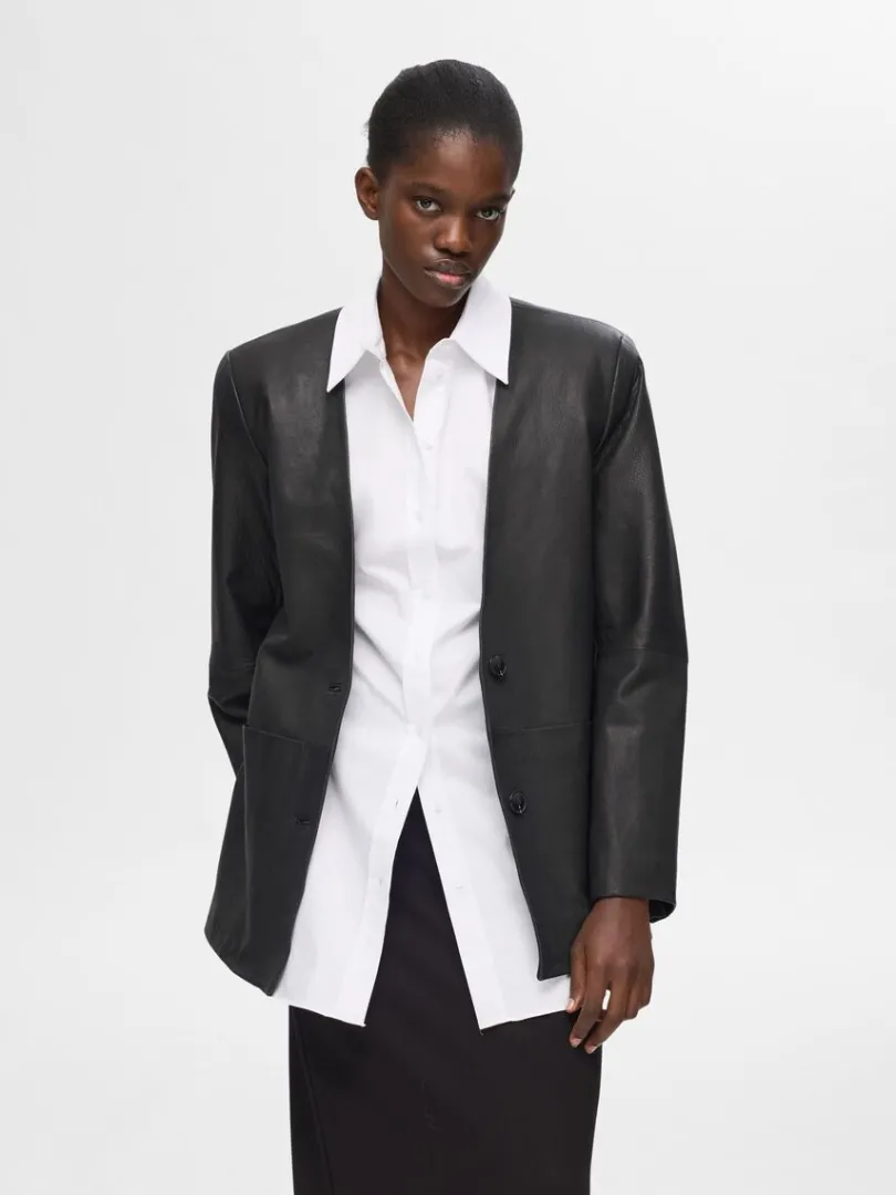 lder_blazer_0.webp Jakkesæt & Blazers | Overtøj>SELECTED 100 % LÆDER BLAZER Black