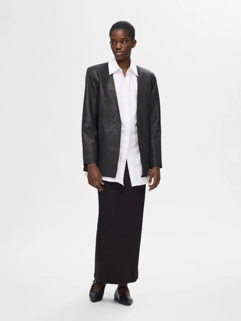 lder_blazer_1.webp Jakkesæt & Blazers | Overtøj>SELECTED 100 % LÆDER BLAZER Black