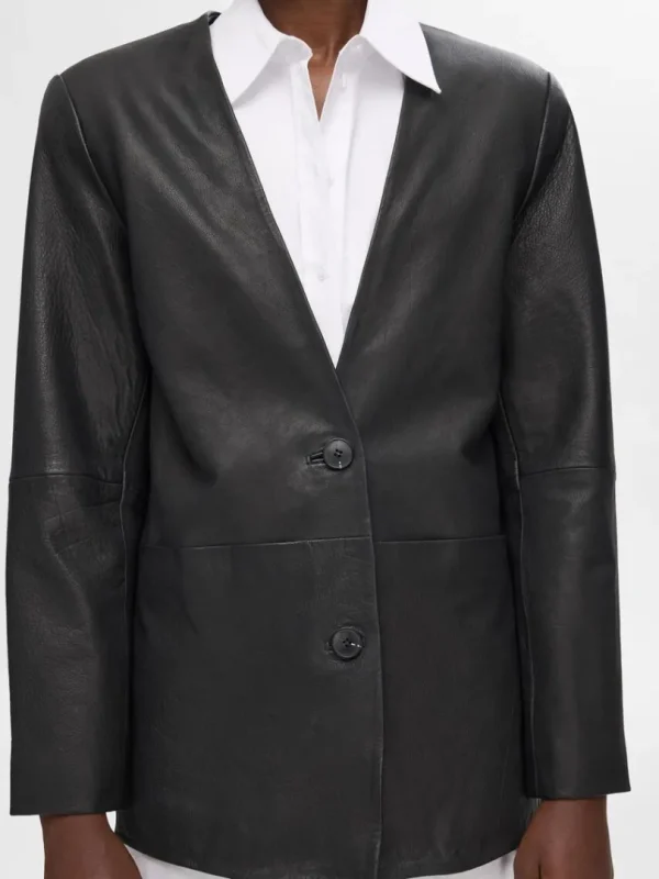 Jakkesæt & Blazers | Overtøj>SELECTED 100 % LÆDER BLAZER Black
