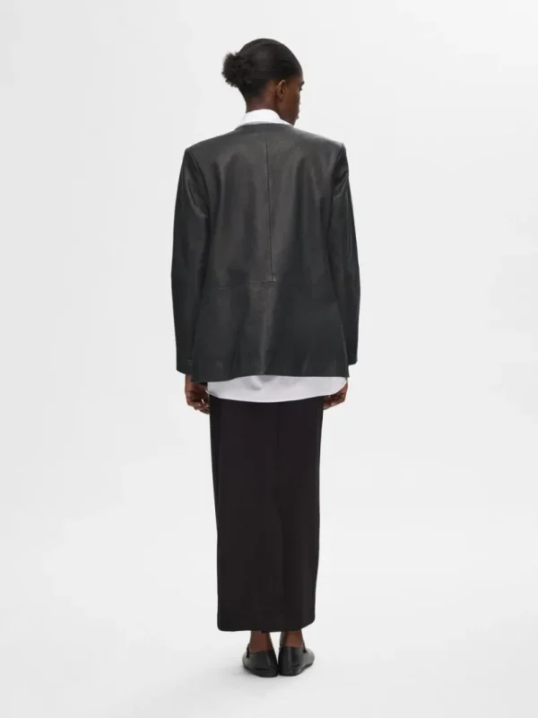 Jakkesæt & Blazers | Overtøj>SELECTED 100 % LÆDER BLAZER Black
